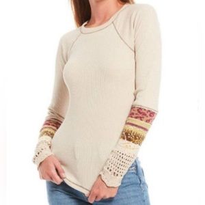 Free people in the mix Jacquard thermal waffle top